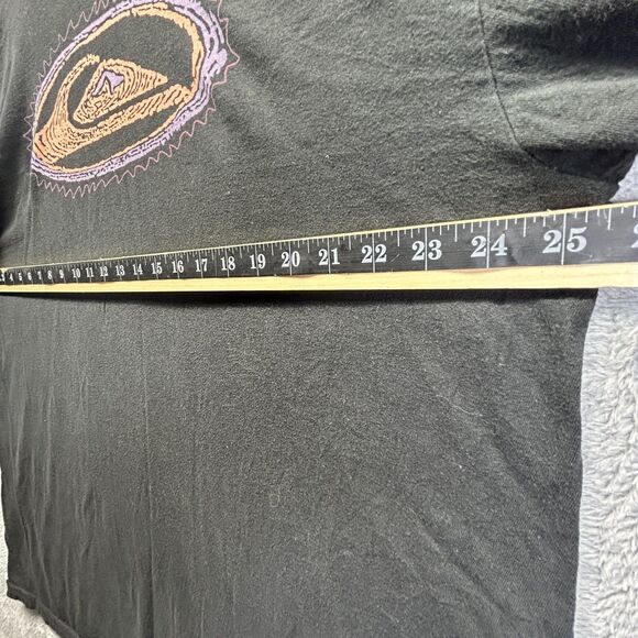 Y2K Quiksilver Shirt Mens XL Black Long Sleeve Surf Graphic Wave Logo Tee Cotton - Picture 4 of 7